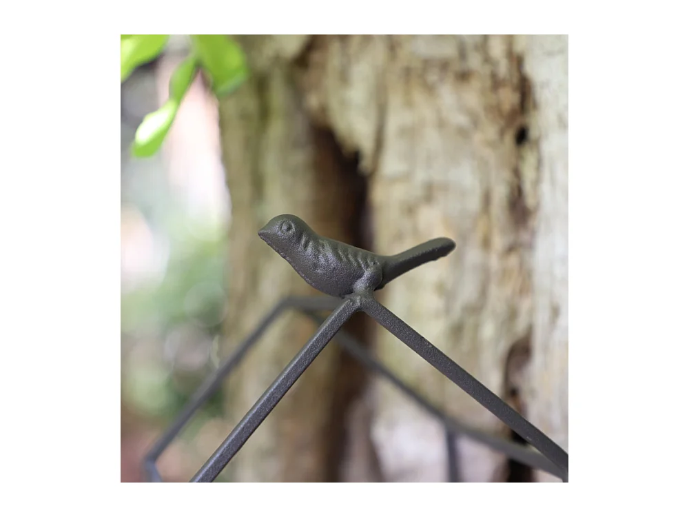 Jardinière extérieure pot fleurs jardin bois métal marron 21x12x24.5cm