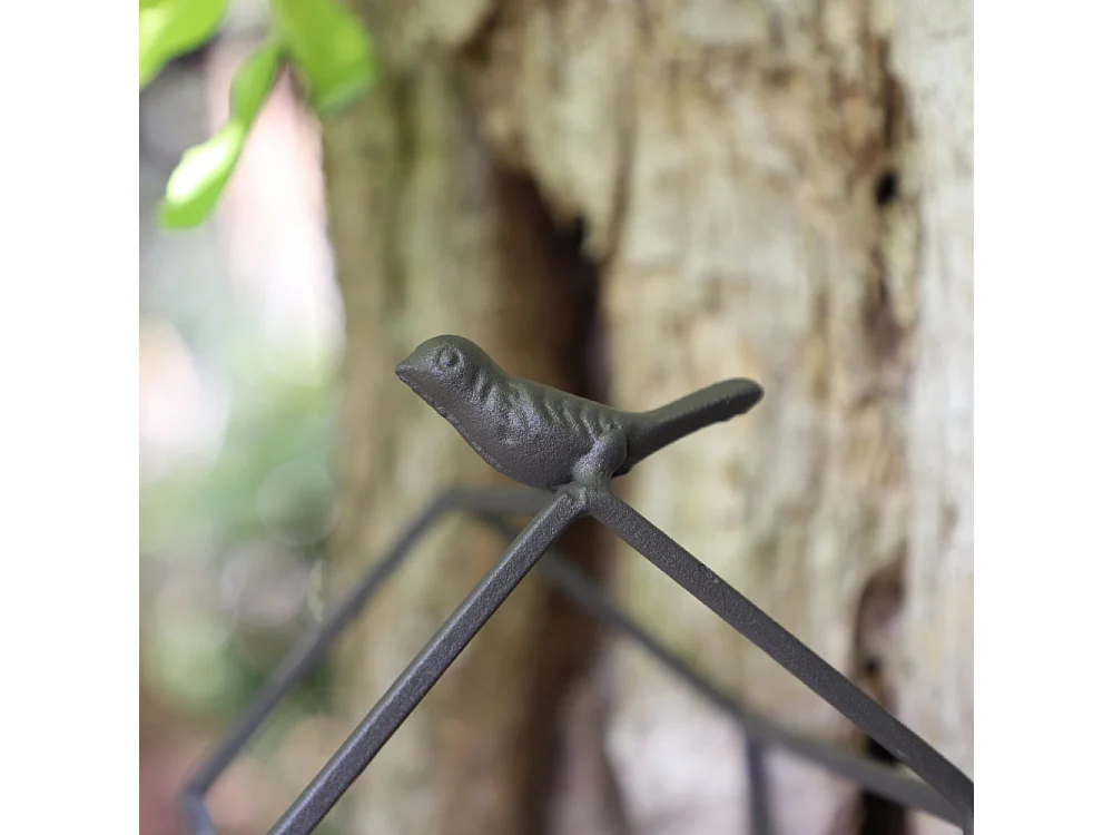 Jardinière extérieure pot fleurs jardin bois métal marron 21x12x24.5cm