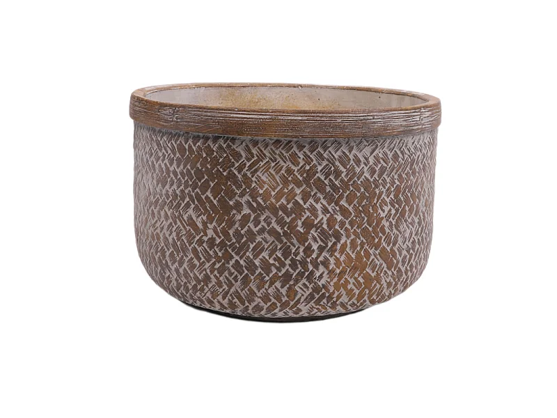 Coupe "Tressage" béton marron Ø.27 x 17.5 cm
