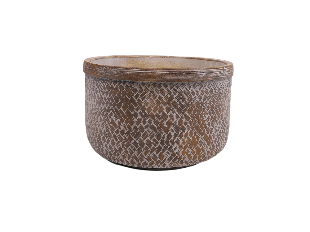 Coupe "Tressage" béton marron Ø.27 x 17.5 cm