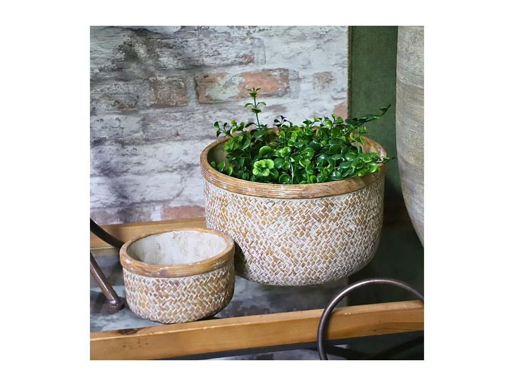 Coupe "Tressage" béton marron Ø.27 x 17.5 cm