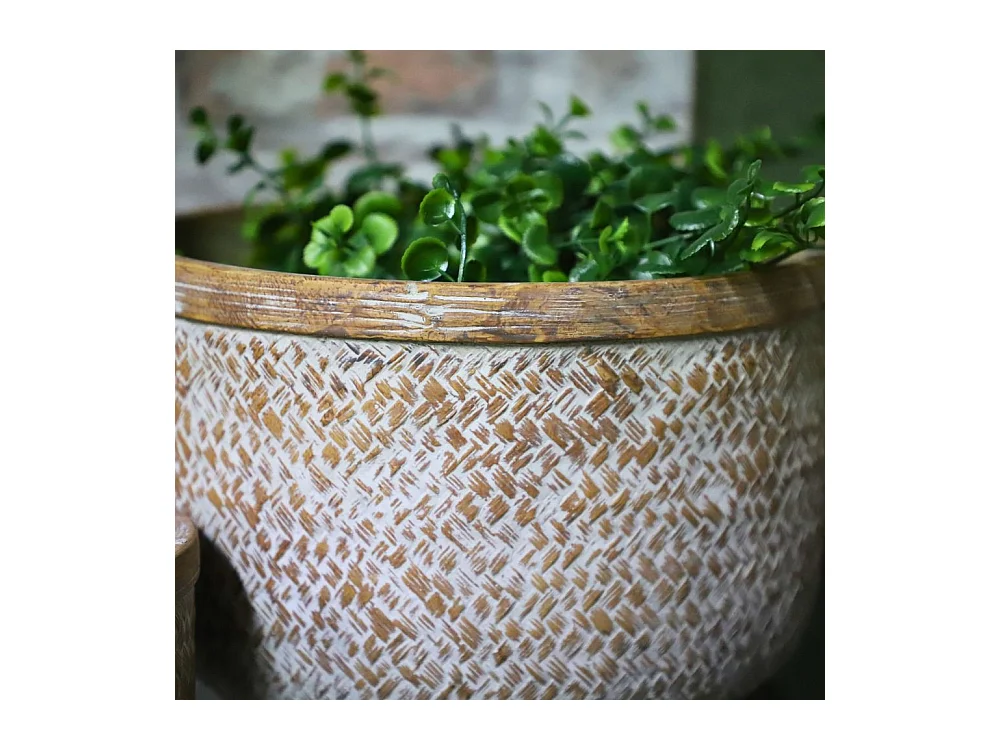 Coupe "Tressage" béton marron Ø.27 x 17.5 cm