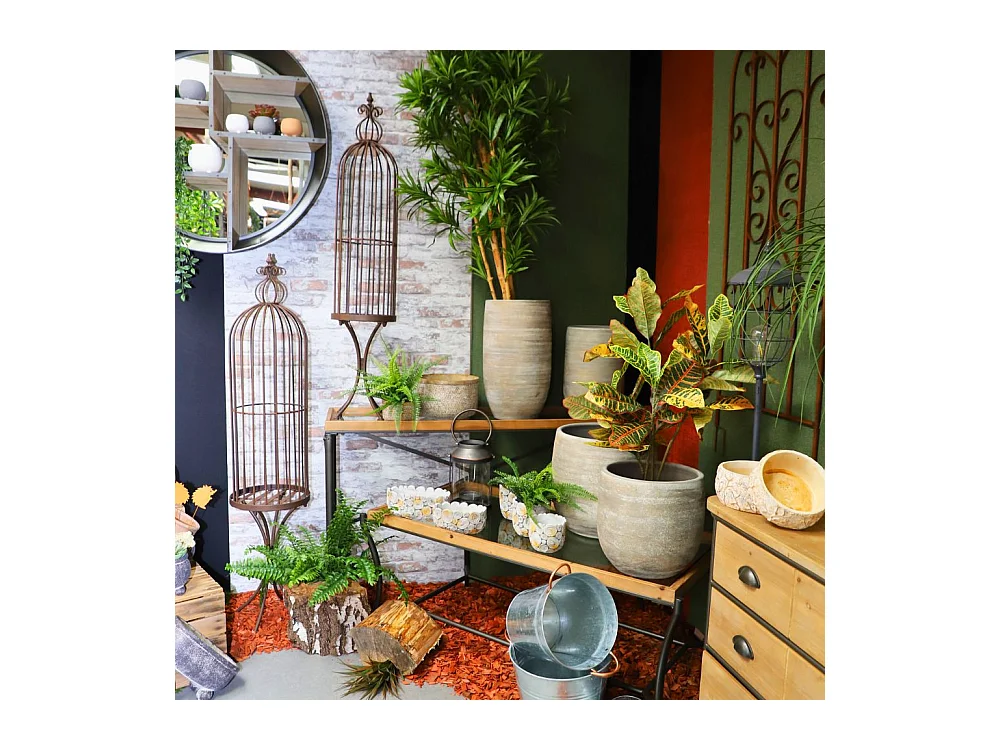 Coupe "Tressage" béton marron Ø.27 x 17.5 cm