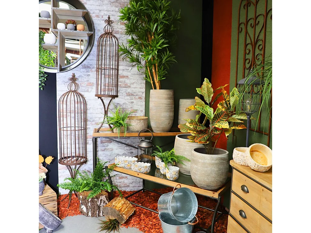 Coupe "Tressage" béton marron Ø.27 x 17.5 cm