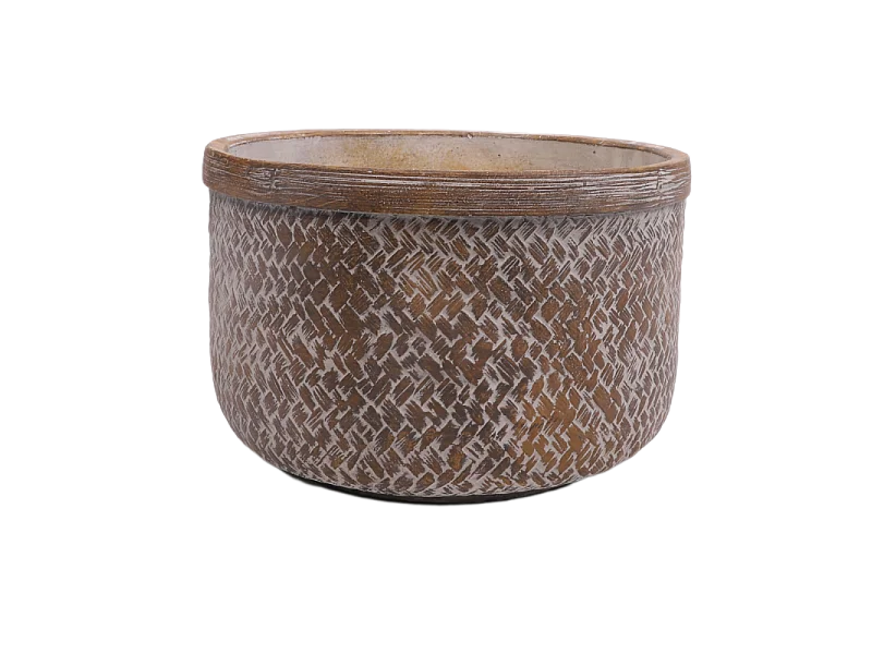 Coupe "Tressage" béton marron Ø.27 x 17.5 cm