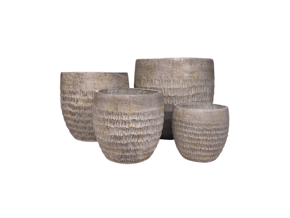 ~ 4 Cache-pots grandes tailles plante extérieur béton gris 26-33-42-51cm
