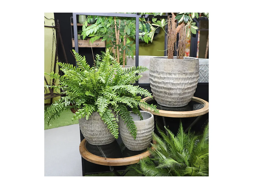 ~ 4 Cache-pots grandes tailles plante extérieur béton gris 26-33-42-51cm