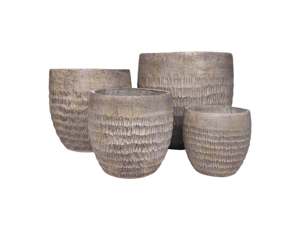 ~ 4 Cache-pots grandes tailles plante extérieur béton gris 26-33-42-51cm