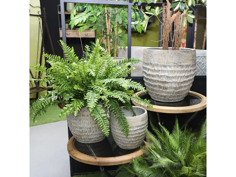 ~ 4 Cache-pots grandes tailles plante extérieur béton gris 26-33-42-51cm