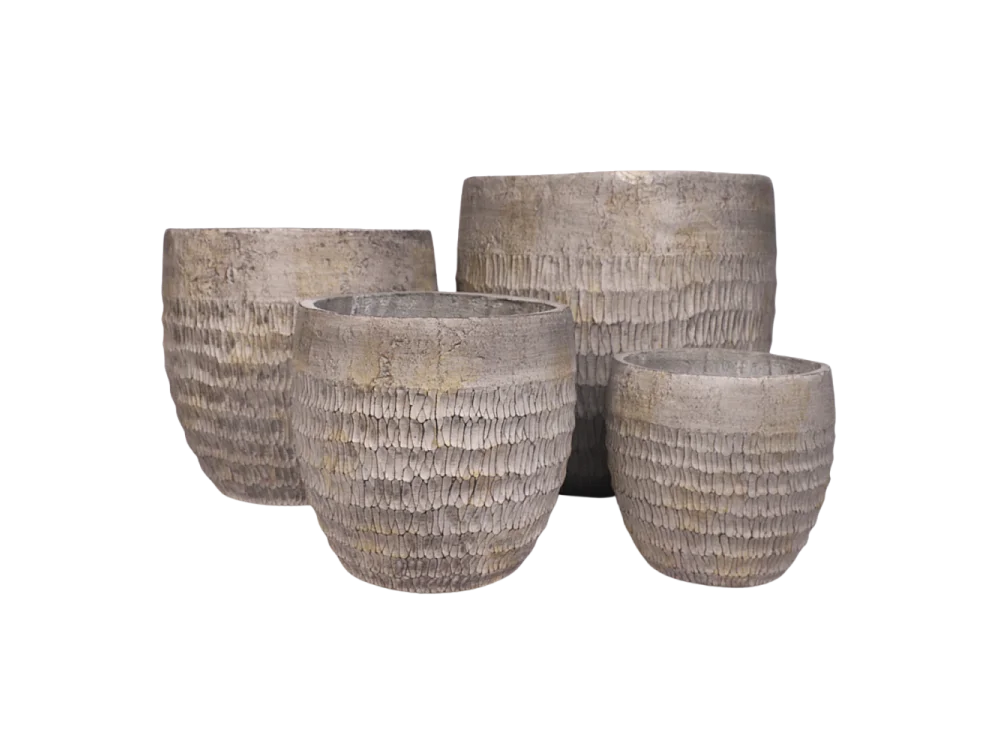 ~ 4 Cache-pots grandes tailles plante extérieur béton gris 26-33-42-51cm