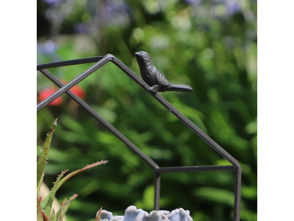 Jardinière extérieure pot fleurs jardin bois métal marron 25x14x30cm