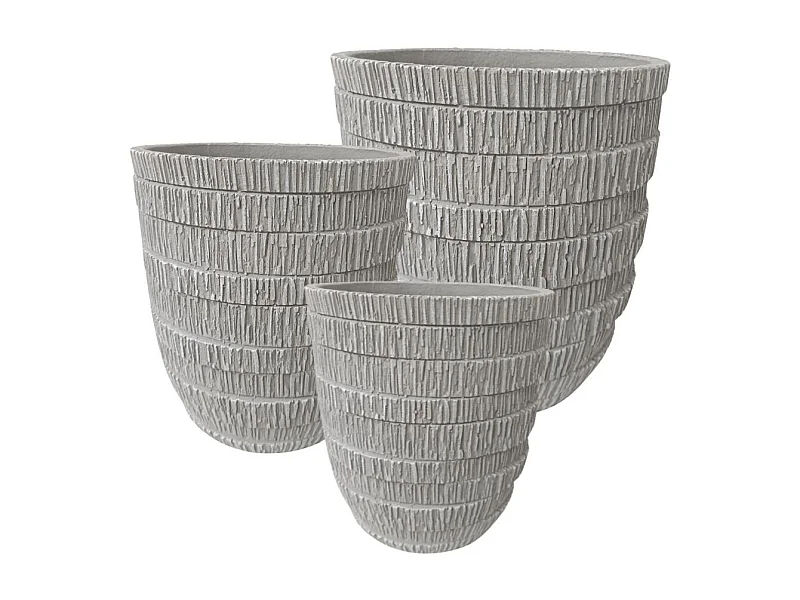 3 Cache-pots grandes tailles plante extérieur béton gris 32-41-50cm