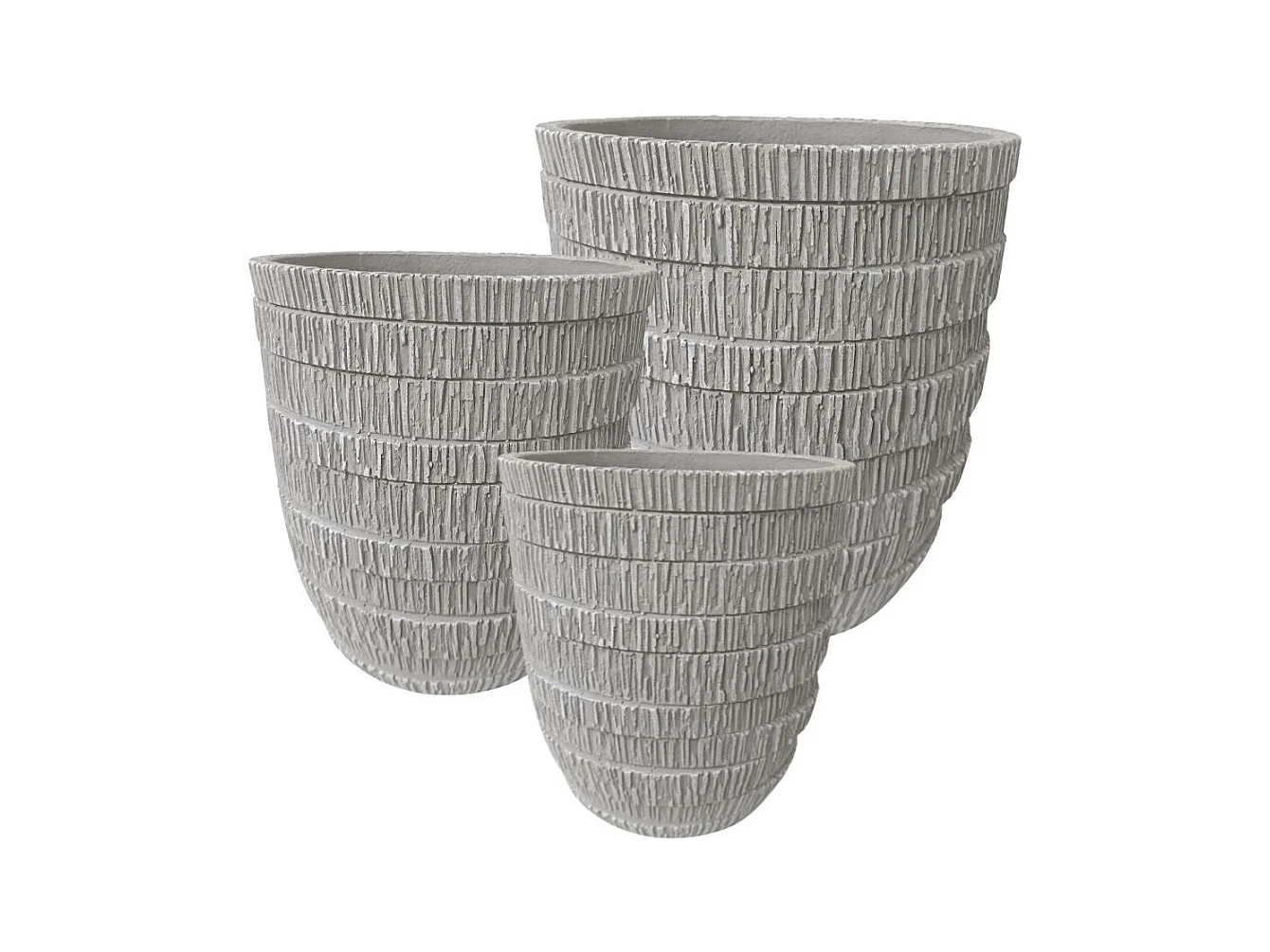 3 Cache-pots grandes tailles plante extérieur béton gris 32-41-50cm