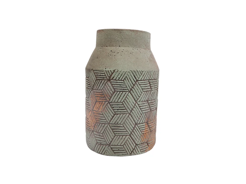 ° Vase en béton vert de gris Ø14.5 x 24 cm