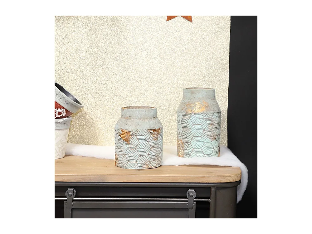 ° Vase en béton vert de gris Ø14.5 x 24 cm