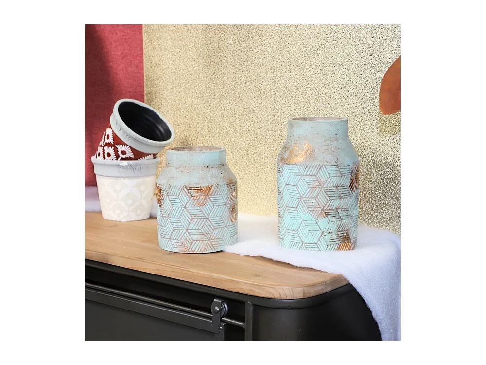 ° Vase en béton vert de gris Ø14.5 x 24 cm