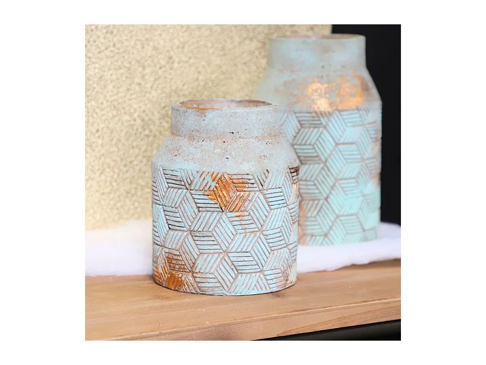 ° Vase en béton vert de gris Ø14.5 x 24 cm