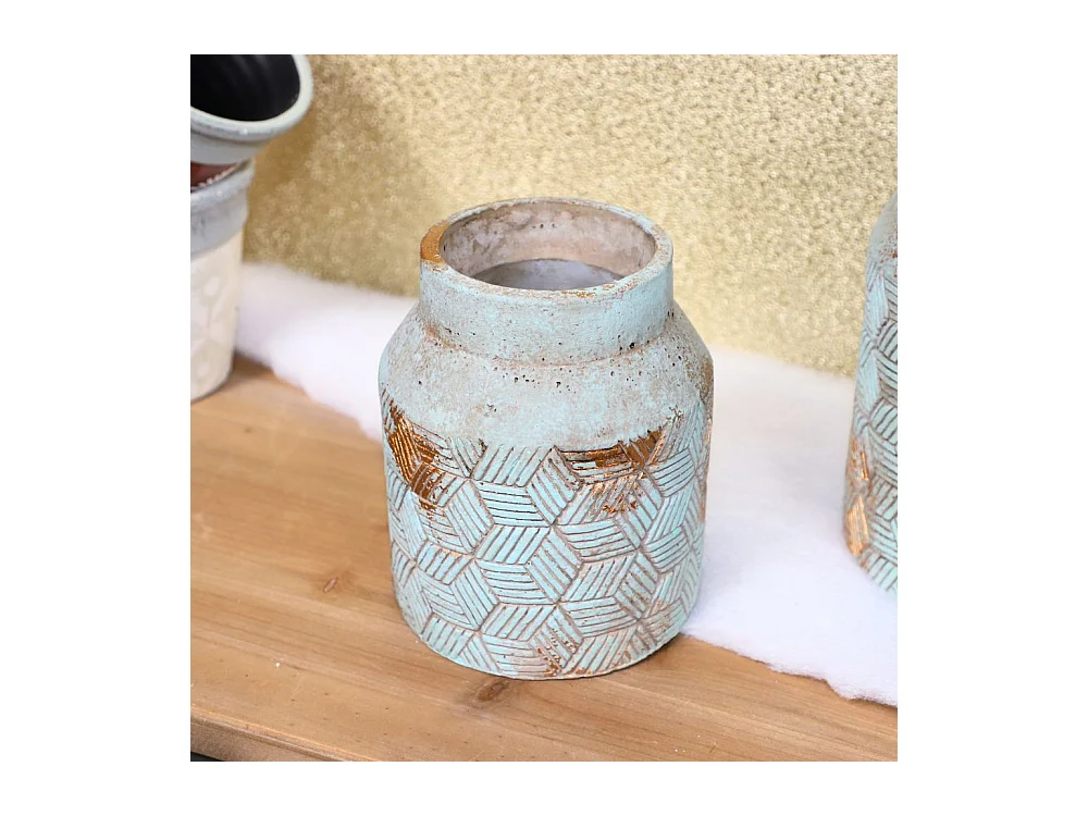 ° Vase en béton vert de gris Ø14.5 x 24 cm