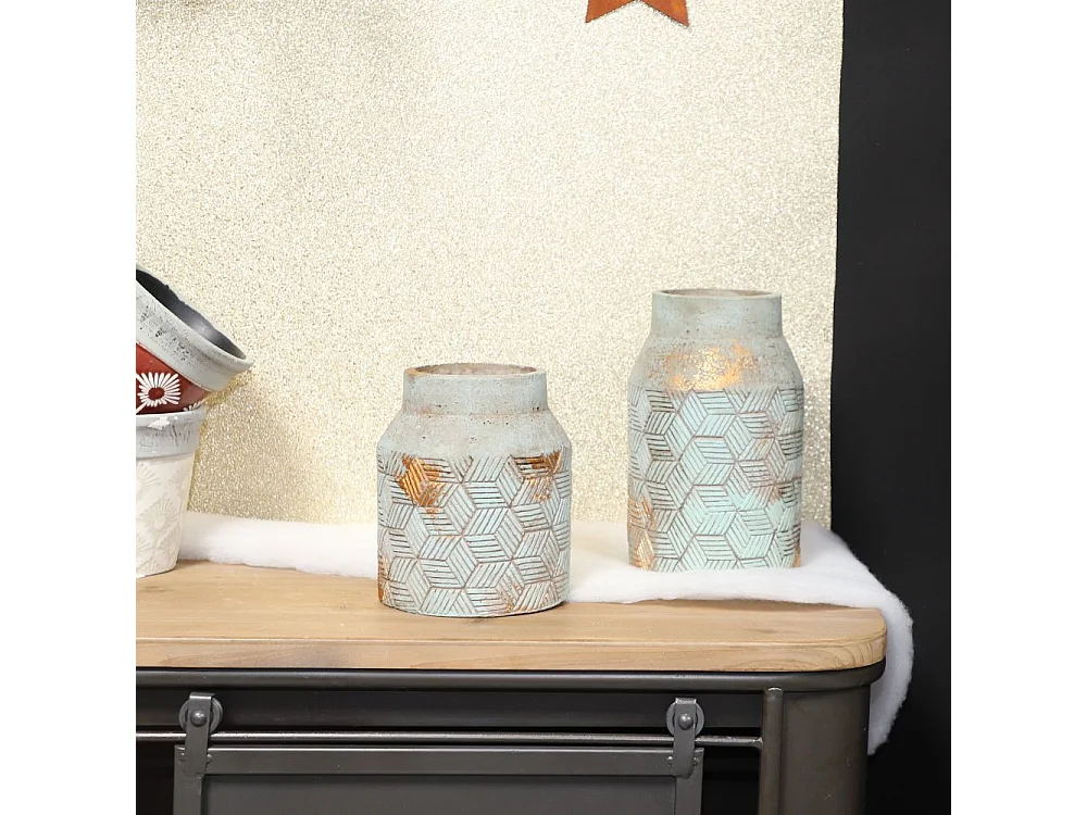 ° Vase en béton vert de gris Ø14.5 x 24 cm