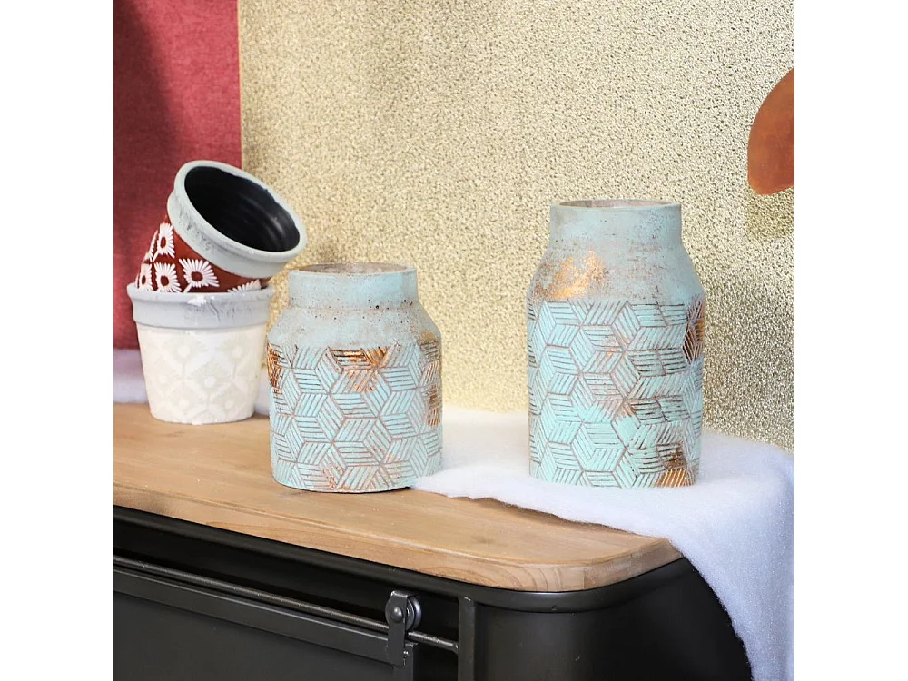 ° Vase en béton vert de gris Ø14.5 x 24 cm