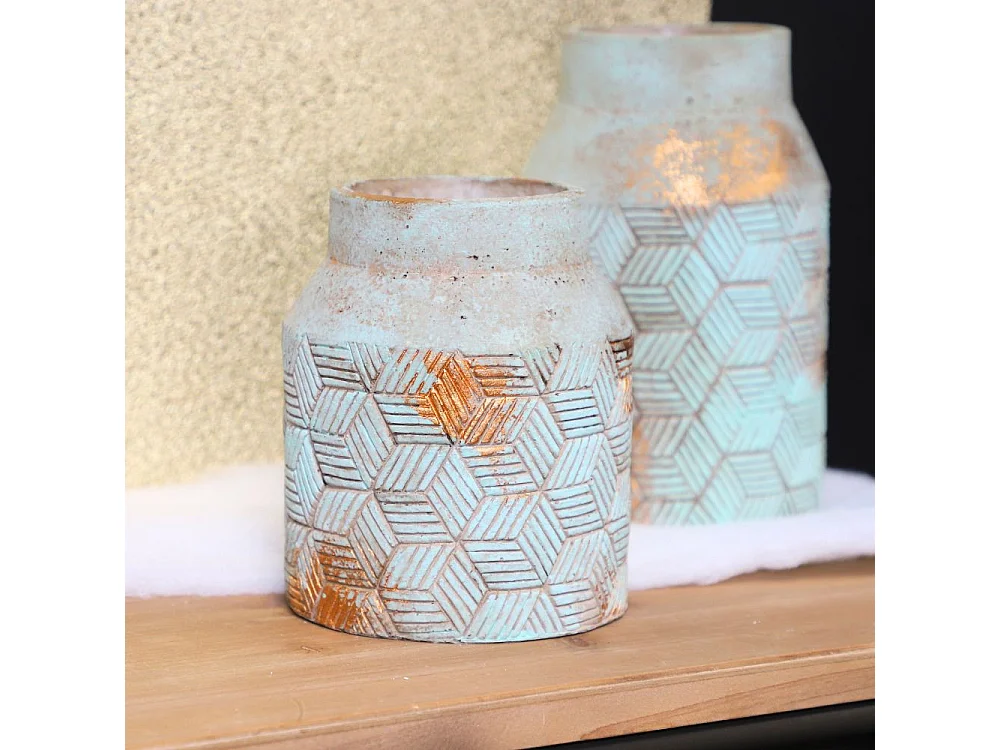 ° Vase en béton vert de gris Ø14.5 x 24 cm