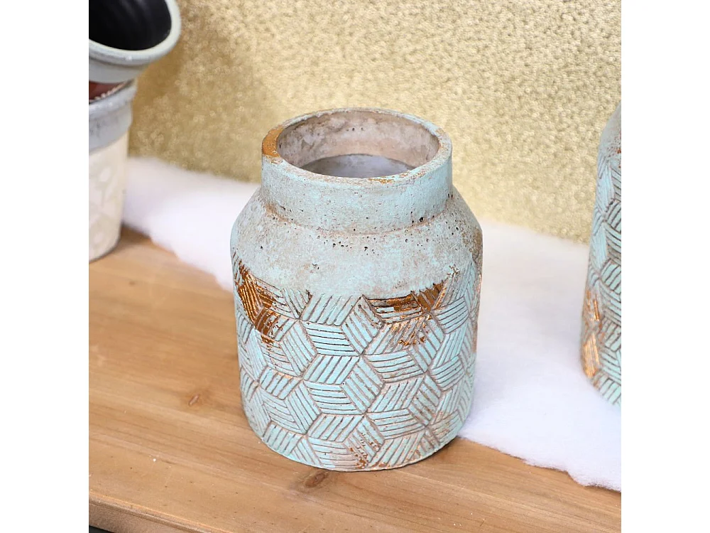 ° Vase en béton vert de gris Ø14.5 x 24 cm