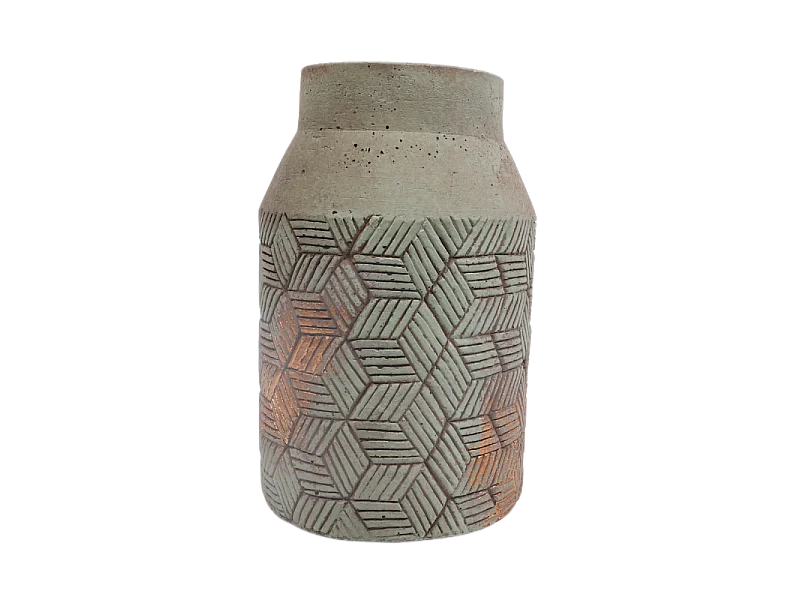 ° Vase en béton vert de gris Ø14.5 x 24 cm