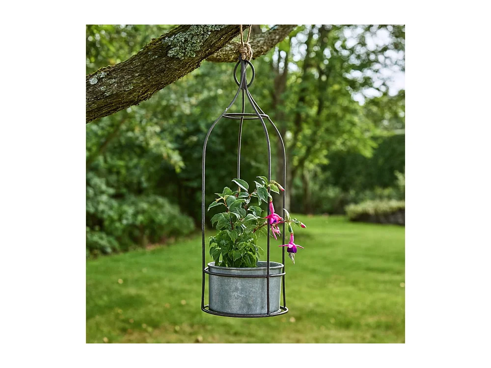 Jardinière extérieure pot fleurs jardin métal gris Ø12x41.5cm