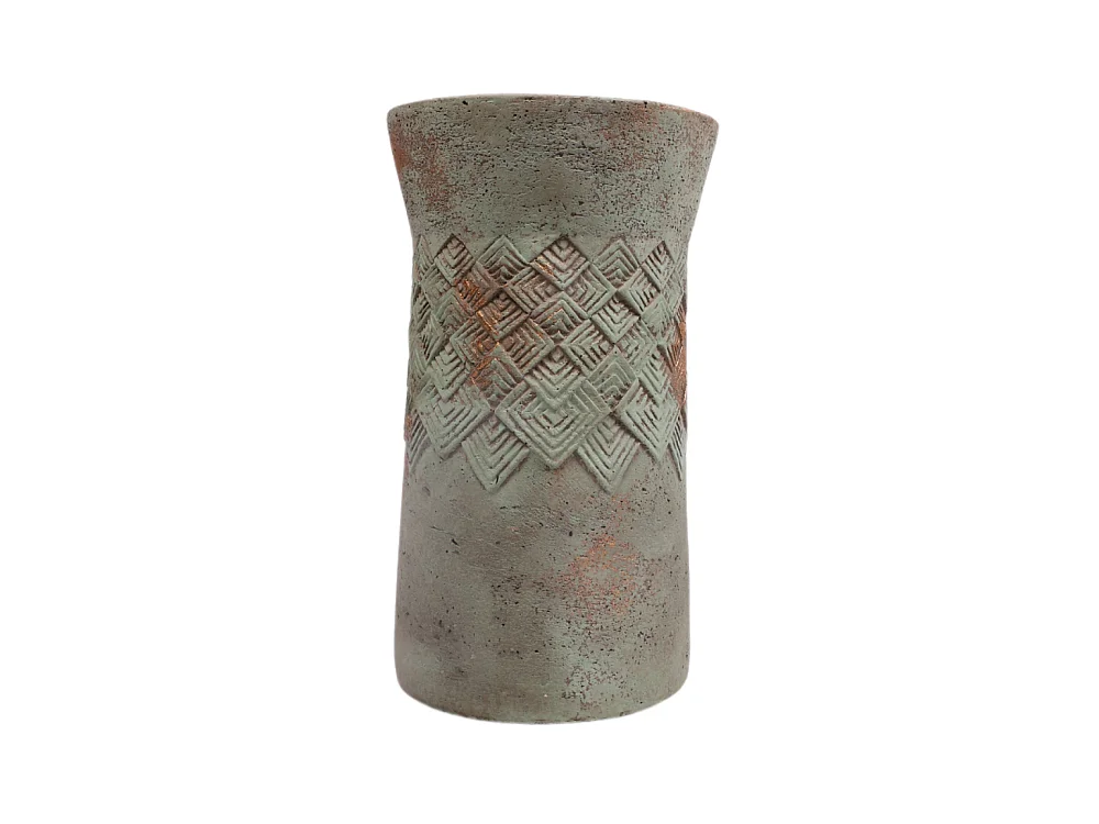 ° Cache-pot haut en béton vert de gris Ø15 x 26 cm