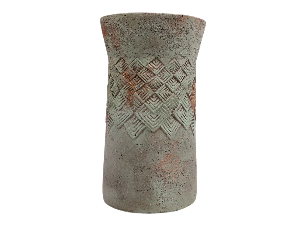 ° Cache-pot haut en béton vert de gris Ø15 x 26 cm