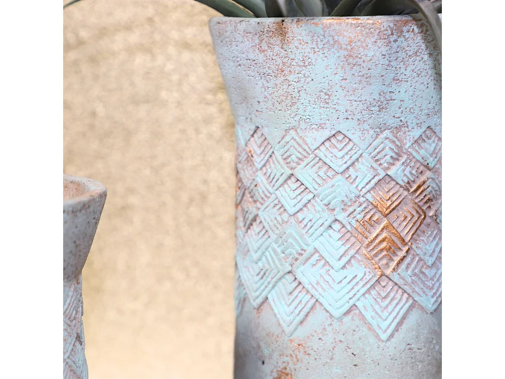 ° Cache-pot haut en béton vert de gris Ø15 x 26 cm