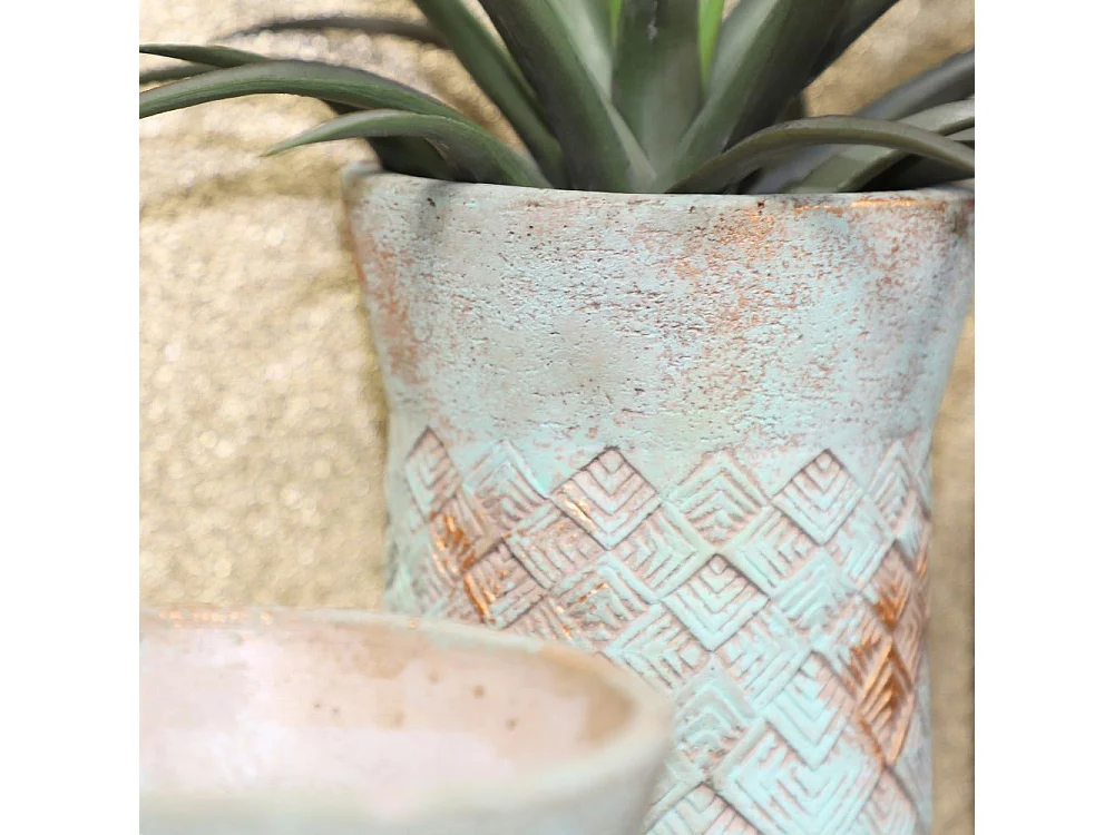 ° Cache-pot haut en béton vert de gris Ø15 x 26 cm