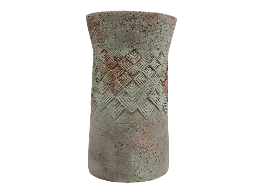 ° Cache-pot haut en béton vert de gris Ø15 x 26 cm