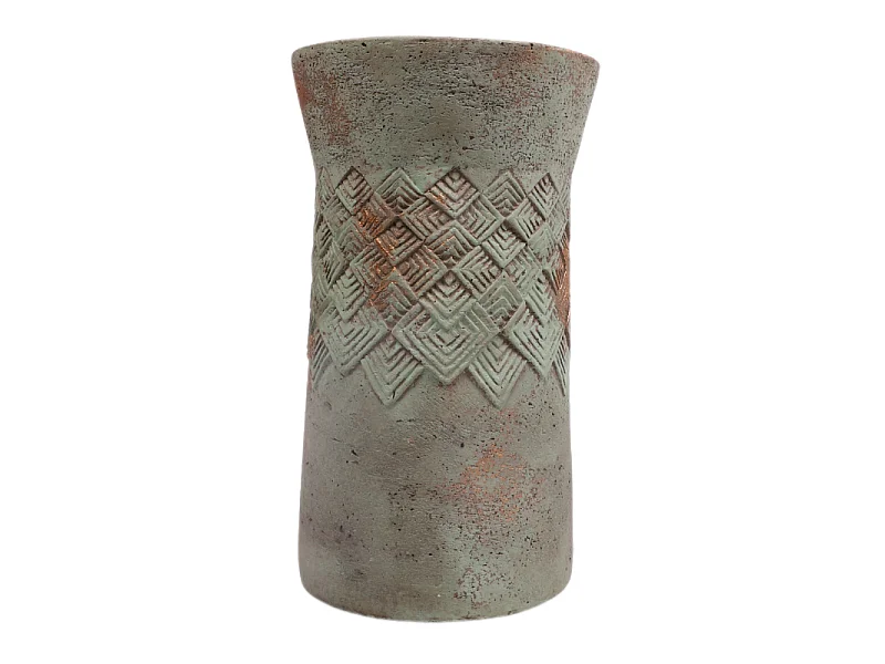 ° Cache-pot haut en béton vert de gris Ø15 x 26 cm