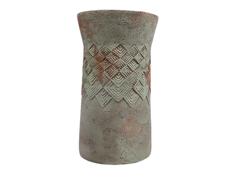 ° Cache-pot haut en béton vert de gris Ø15 x 26 cm