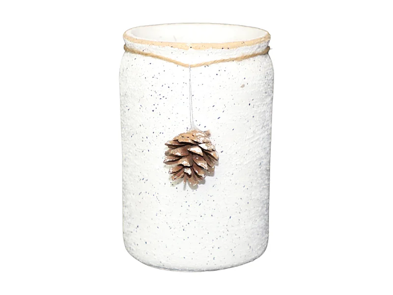 Cache-pot haut "cordelette et pomme de pin"