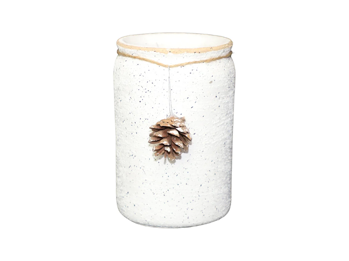 Cache-pot haut "cordelette et pomme de pin"