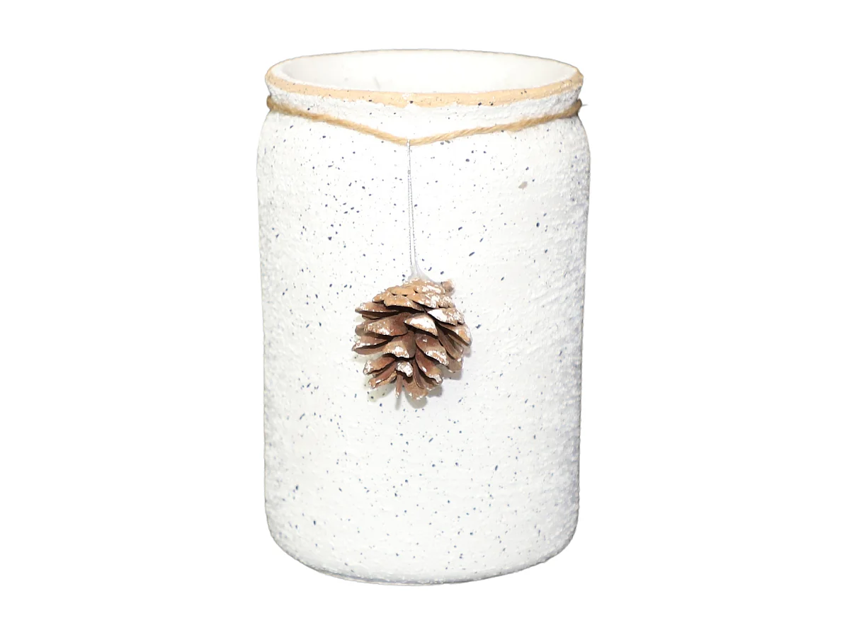 Cache-pot haut "cordelette et pomme de pin"
