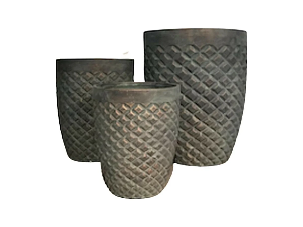 3 Cache-pots grandes tailles plante extérieur béton cuivré 30-38-49cm