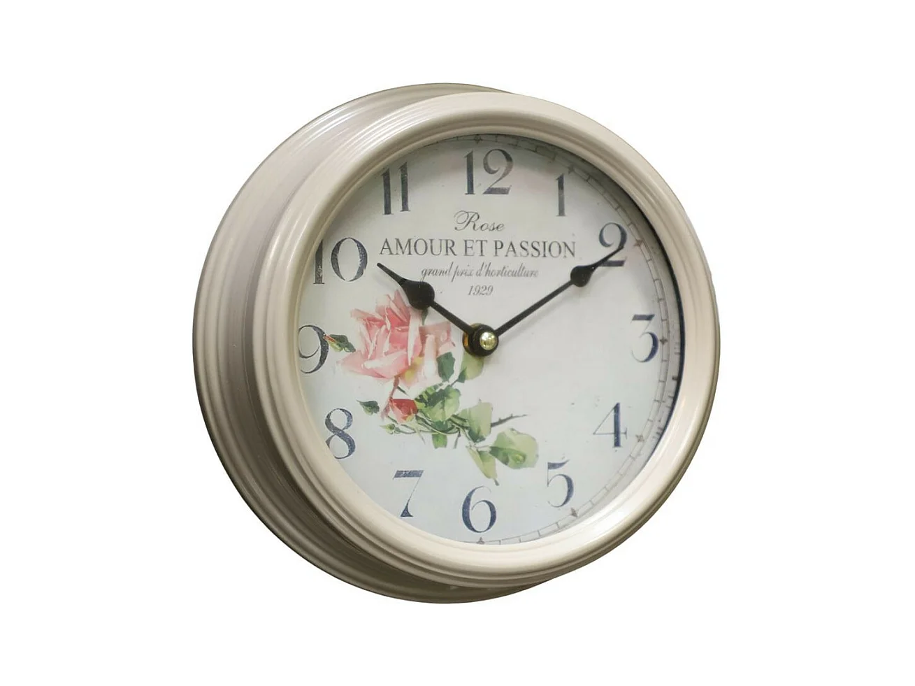 Horloge murale vintage décorative cuisine salon métal gris beige 22 cm