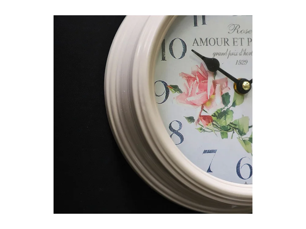 Horloge murale vintage décorative cuisine salon métal gris beige 22 cm