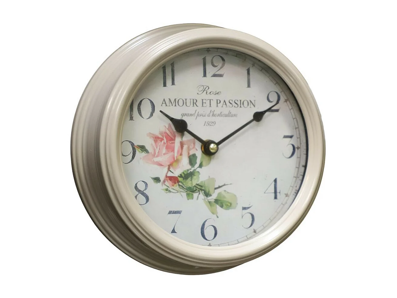 Horloge murale vintage décorative cuisine salon métal gris beige 22 cm