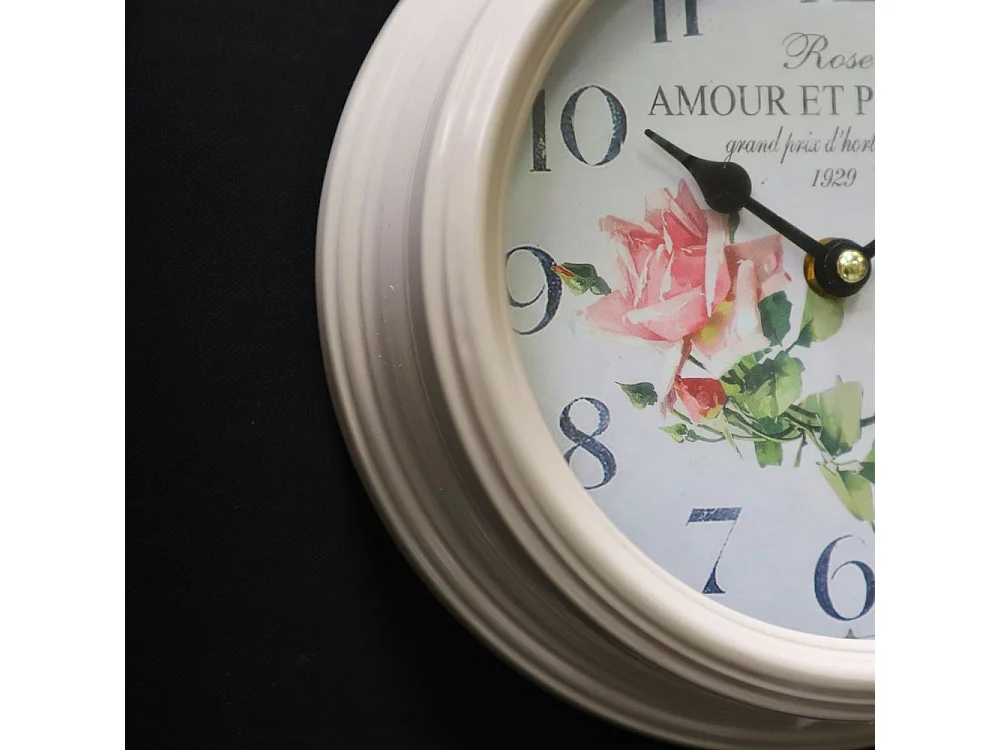 Horloge murale vintage décorative cuisine salon métal gris beige 22 cm