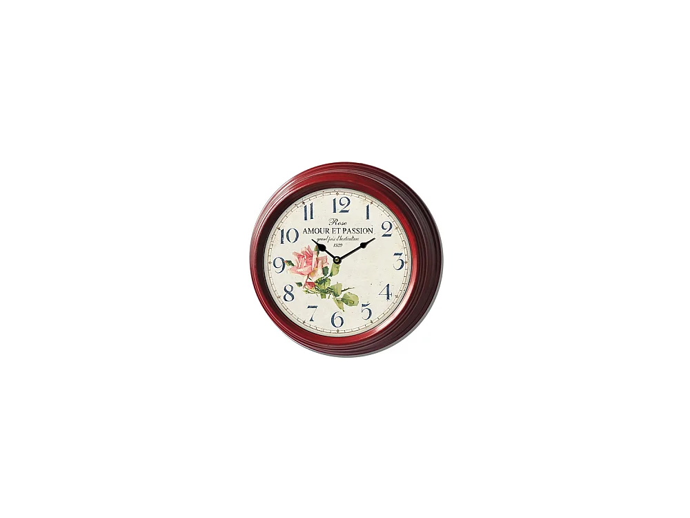 Horloge murale décorative cuisine salon vintage métal bordeaux Ø.22 cm