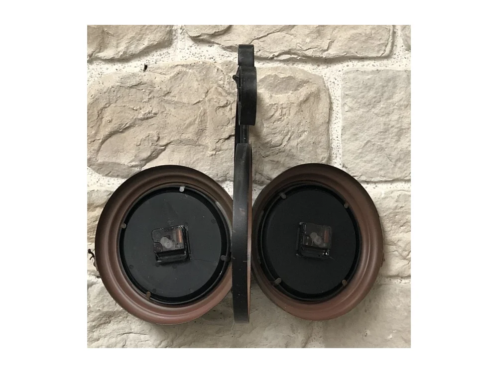 Horloge murale décorative double face gare vintage métal marron 48cm