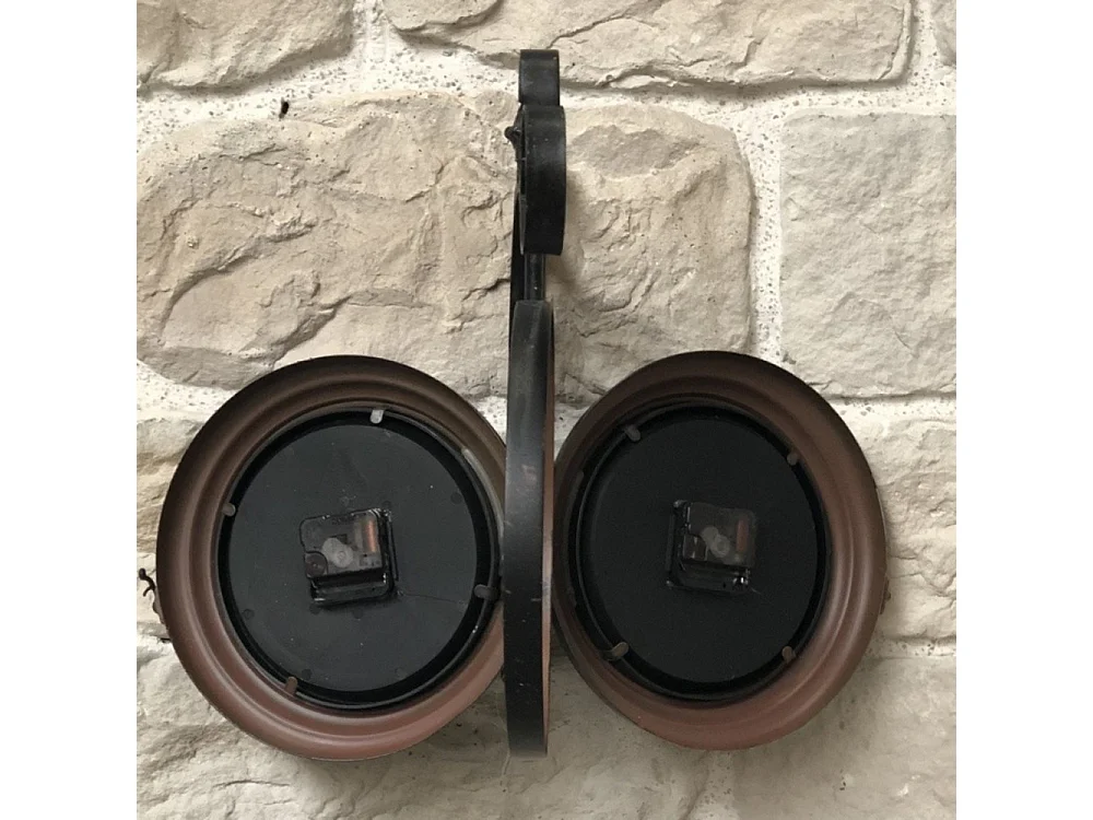 Horloge murale décorative double face gare vintage métal marron 48cm