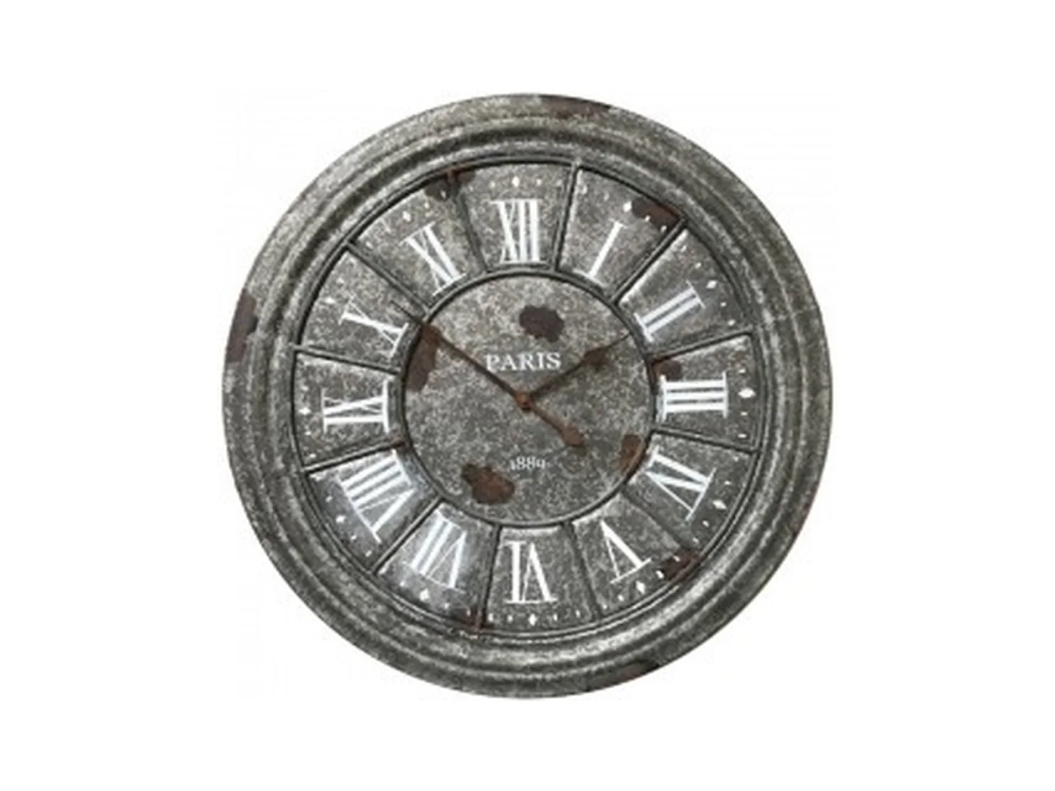Horloge murale décorative salon cuisine vintage métal gris Ø.61 cm