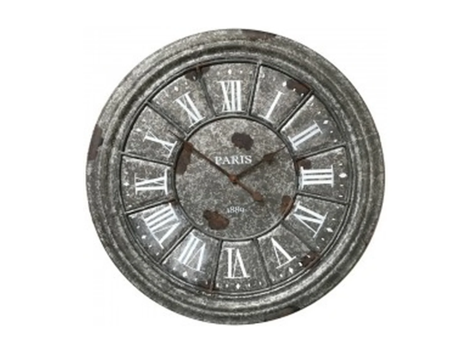 Horloge murale décorative salon cuisine vintage métal gris Ø.61 cm