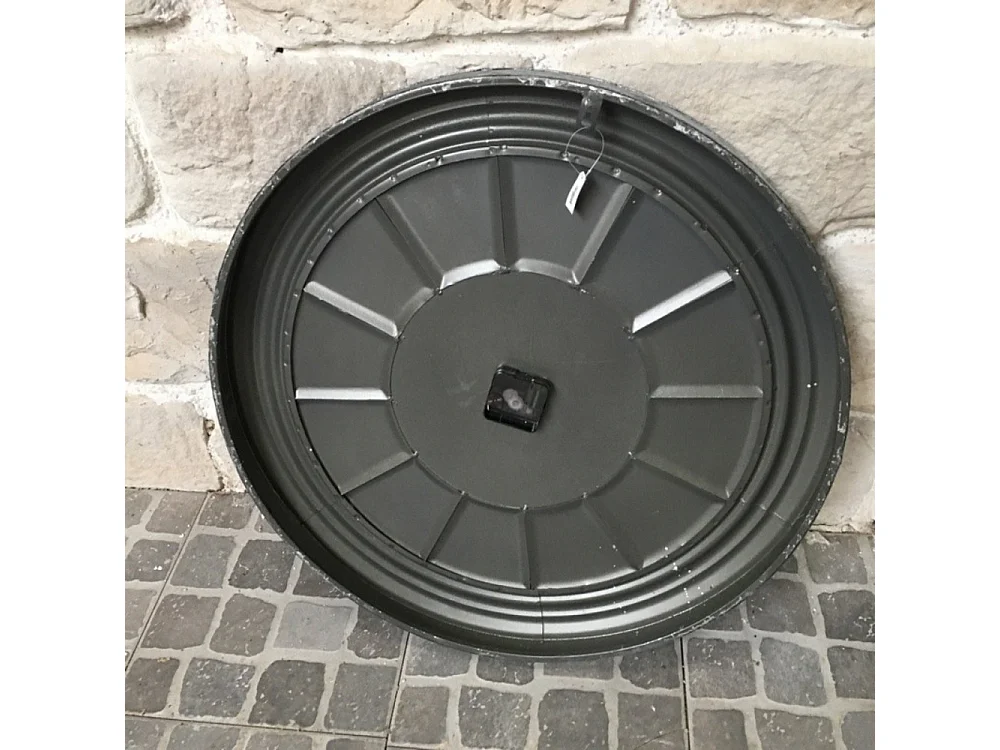 Horloge murale décorative salon cuisine vintage métal gris Ø.61 cm