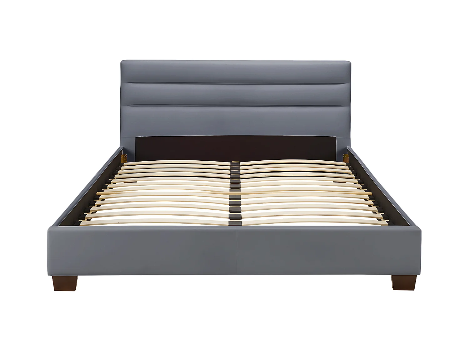 Lit 140 x 190 cm - Tissu - Gris + Matelas - FAUSTIN